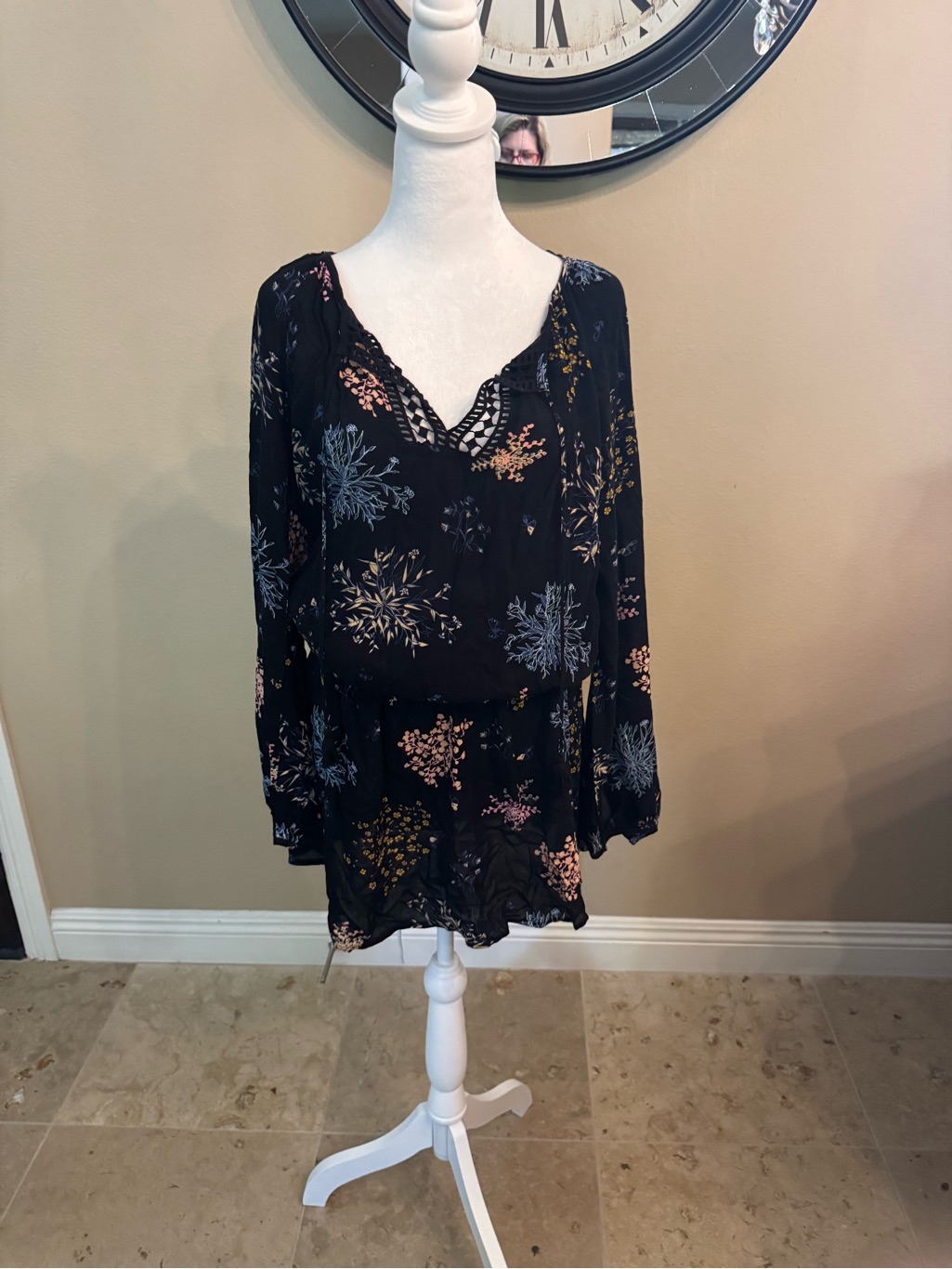 Lovestitch Navy And Flower Patterned Dress